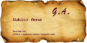 Gubicz Anna névjegykártya